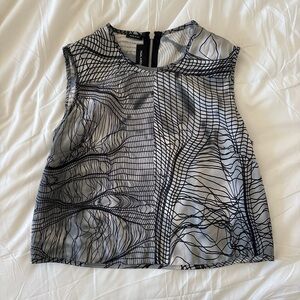 Yigal Azrouel Black and White Patterned Crop Top